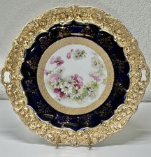Cobalt Blue and Gold Floral Twin-Handled Mantel Vase, Italian Design — listing 5