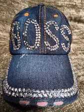 Denim Rhinestone 'BOSS' Bling Baseball Cap — listing 5