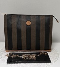 Vintage Fendi Pequin Stripe Coated Canvas Crossbody Flap Bag — listing 2