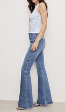 Good American Good Legs High-Waist Skinny Jeans with Crushed Velvet Tuxedo Stripe, Black, listing 3