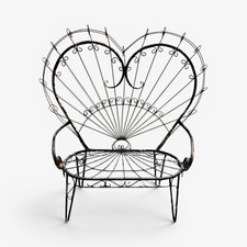 Wrought Iron Neoclassical-Style Settee Bench with Cushion and Throw Pillows — listing 4