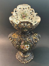 Italian Hand-Painted Hexagonal Ginger Jar / Covered Urn with Crackle Glaze and Yellow Fruit Motif — listing 2