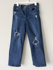 Levi's Premium Ribcage Straight Ankle Jeans, Big E, Women's Size 30 (High-Rise, Blue Wash) — listing 3