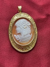 Antique Carved Shell Cameo Pendant, Woman with Cupid Scene, listing 5