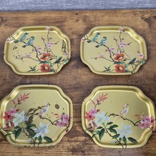 Vintage Chinoiserie Snack Set - Oval Plate with Matching Teacup, Brown Floral & Greek Key Pattern — listing 2