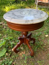 Pair of Vintage 1940s Mahogany Marble-Top Side Tables with Single Drawer, Hepplewhite/Regency Style