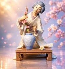 Lladró Japanese Girl Decorating Porcelain Figurine #4840