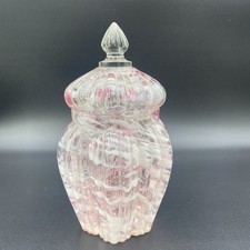Hand-Blown Cranberry Spatter Art Glass Bud Vase with Applied Handles and Ruffled Rim — listing 6