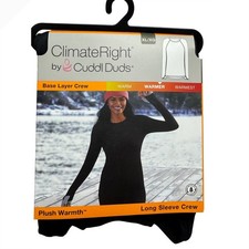 ClimateRight by Cuddl Duds Plush Warmth Fleece-Lined Base Layer Top, Black, Women's M — listing 2