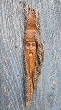 Hand-Carved Wood Spirit Face Sculpture in Natural Driftwood/Burl, Signed L. Holloway 2007 — listing 5