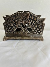 Cast Metal Two-Handled Bowl with Grape and Leaf Relief, Copper Finish