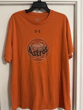 Under Armour HeatGear Women's Houston Astros Retro Logo Raglan 3/4 Sleeve Tee, Gray & Orange, Size L