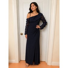 Xscape Royal Blue Off-the-Shoulder Ruffle Evening Gown, Size 14 — listing 5