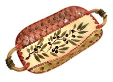 Italica Ars Hand-Painted Italian Terracotta Lidded Tureen / Biscotti Jar with Olive Branch Motif — listing 5