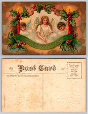 Antique Edwardian Embossed 'A Merry Christmas' Postcard with Silk Poinsettia and Bell, Framed — listing 5