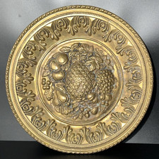 Vintage English Embossed Brass Fruit Wall Plate with Pineapple Motif — listing 3