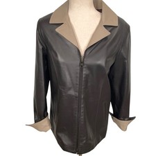 Peruzzi Made in Italy Men's Black Leather Blazer Jacket, Three-Button — listing 4