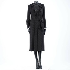 Celine Sheer Silk Chiffon Midi Dress with Tie-Front Bodice — listing 3
