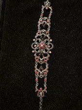 Vintage VCLM Victorian Style Clear Rhinestone Statement Bracelet, Approximately 8 inches — listing 4