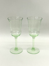 Vintage Uranium Glass Cordial / Small Wine Glass, Optic Panel Bowl, 4.5" Tall — listing 4