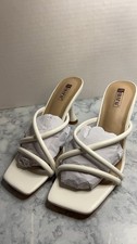 White Strappy Lace-Up Square Toe Heeled Sandals