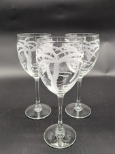 Wheel-Cut Palm Tree Etched Glass Footed Hurricane Vase — listing 6