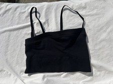 Black Short-Sleeve Ribbed Scoop-Neck Crop Top, Size XL — listing 3