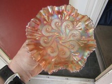 Vintage Marigold Carnival Glass Berry/Nut Bowl, Raspberry & Leaf Pattern — listing 4