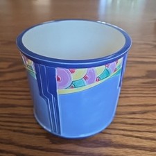 Vintage Art Deco Rectangular Ceramic Planter with Swirl Relief Design, Aqua Matte Glaze — listing 5