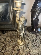 French Gilt Bronze Covered Urn with Putto Finial on Rouge Marble Base — listing 6