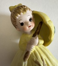 Bisque Porcelain Figurine of Child Under Umbrella with Ducks — listing 3