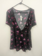 Torrid Dusty Blue V-Neck Ruffle-Sleeve Blouse, Plus Size 2 (3X) — listing 3