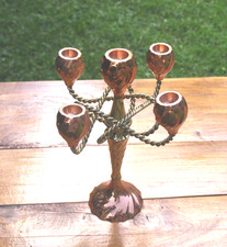 Vintage Brass Five-Light Candelabra with Twisted Rope Arms and Tripod Base — listing 3