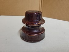 Vintage Brown Glazed Ceramic Porcelain Utility Insulator, Marked H A105, 3.5 in Tall — listing 4