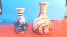 Nemadji Pottery Swirl Vase Black & White Indian River Clay