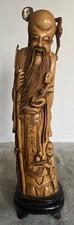 Shou Lao figurine Vintage Chinese Shou Lao God of Longevity & Child with Crane Carved Resin Figurine — listing 3