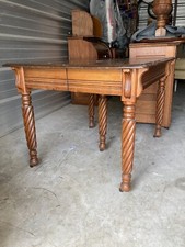 Antique Turned-Leg Farmhouse Work Table / Kitchen Table — listing 6