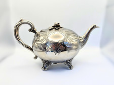 Rococo Revival Silver-Plated Moroccan-Style Teapot with Repoussé Body and Bud Finial — listing 3
