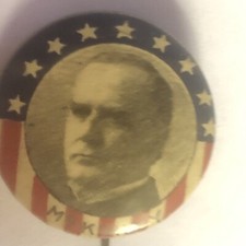 1896 William McKinley Presidential Campaign Pinback Button Stars & Stripes Portrait — listing 6