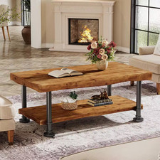 Solid Douglas Fir Square Coffee Table with Cross-Base Trestle Legs No marks at all — listing 6