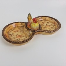 Lefton China Pale Yellow Shell-Form Pin Tray with Courting Couple Transfer & Gold Trim — listing 3