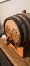 Vintage Hand-Painted Wooden Miniature Barrel Cask on Stand with Spigot (Folk Art) No marks at all — listing 3