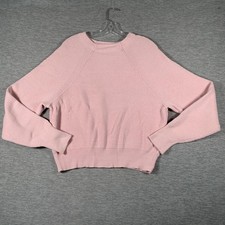 Pink Ribbed Knit Cotton Sweater with Button Detail