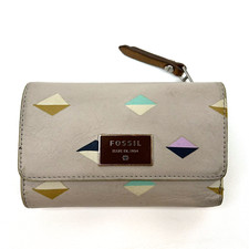 Fossil Tan Leather Flap Clutch Wallet with Key Plate Turnlock, listing 3