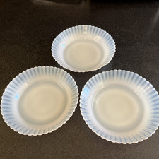 MacBeth-Evans Monax White Opalescent Milk Glass Serving Bowl with Scalloped Rim