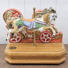 Tobin Fraley American Carousel Collection Fourth Edition Limited Edition Porcelain Carousel Horse Music Box, numbered 536/8500, Christmas holly motif on oak base — listing 6