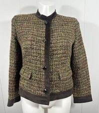 Multicolor Tweed Bouclé Jacket with Velvet Trim and Ruched Buttons, listing 5