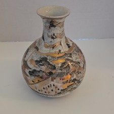 Japanese Satsuma-Style Moriage Vase with Geisha Figures, Multicolored Twin-Handled Baluster Form — listing 4