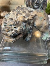 Vintage Chinese Cast Iron Foo Dog Censer Incense Burner with Dragon Handles — listing 2