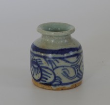 Chinese Blue and White Porcelain Square Tapered Vase with Bird, Prunus, Lotus & Landscape Panels — listing 5